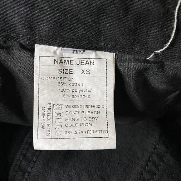 HDLTE Women Wide Denim High Waist Baggy Boyfriend Jeans Black Y2K‎ City SzXS NWT - Picture 8 of 9